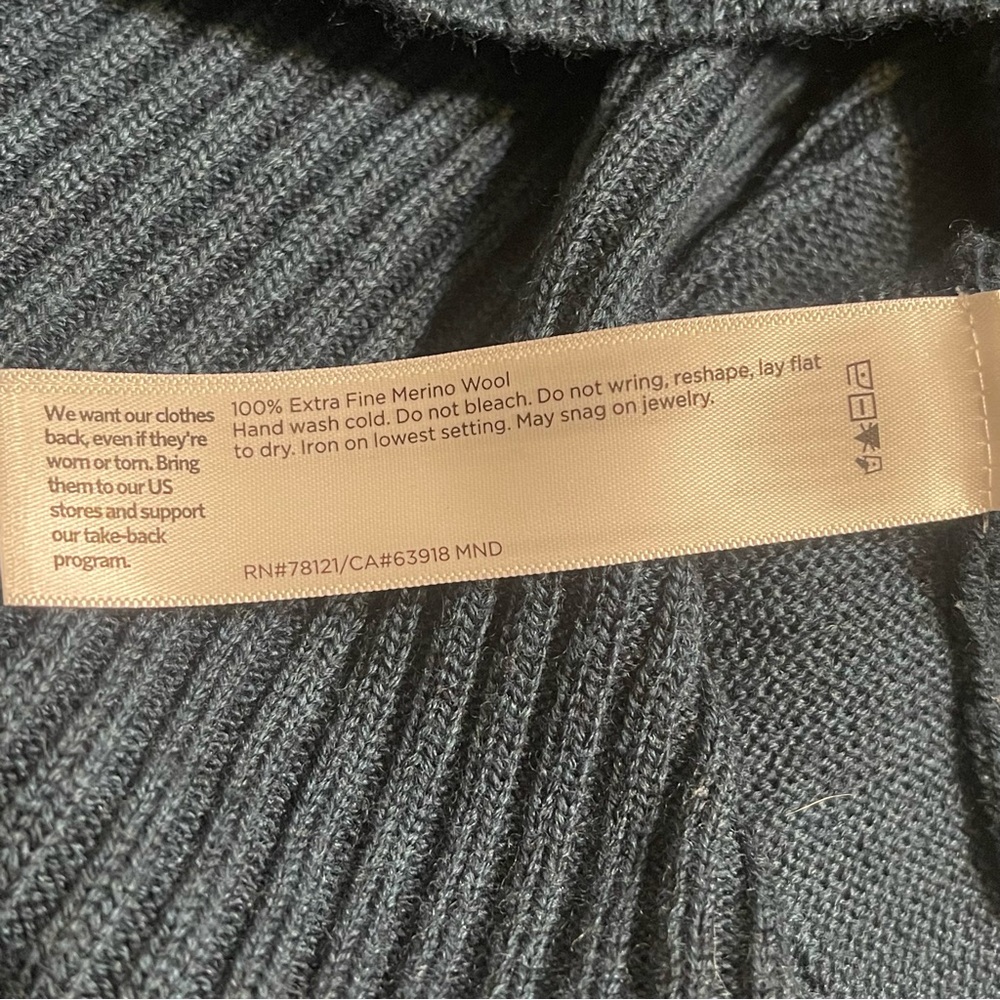 EILEEN FISHER Ribbed Turtleneck‎ Wool Tank In Alpine L - Picture 9 of 16